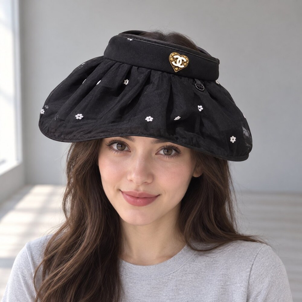 CHANEL Tulle Heart Logo Sun Hat - Picture 2 of 6